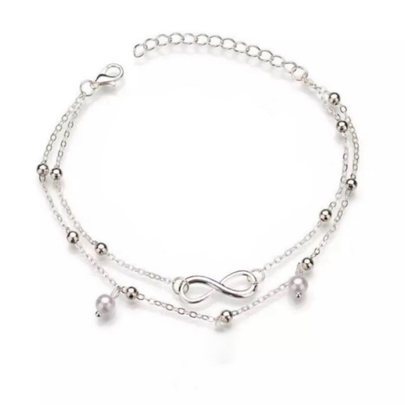 Boho Double Strand Infinity Anklet Set with Pearls - Picture 11 of 13